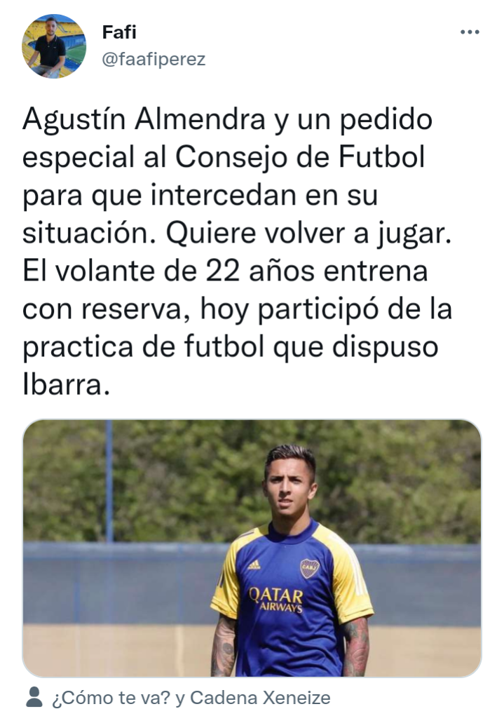 El pedido de Agustín Almendra que impacta en el futuro de Boca