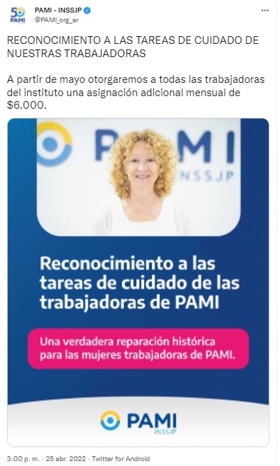 PAMI Dará Un Bono Mensual De $6.000 Solo A Sus Empleadas Mujeres - El ...