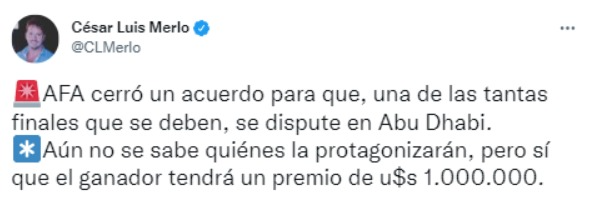 Supercopa Argentina: el acuerdo de la AFA para trasladar un posible Boca – River a Medio Oriente