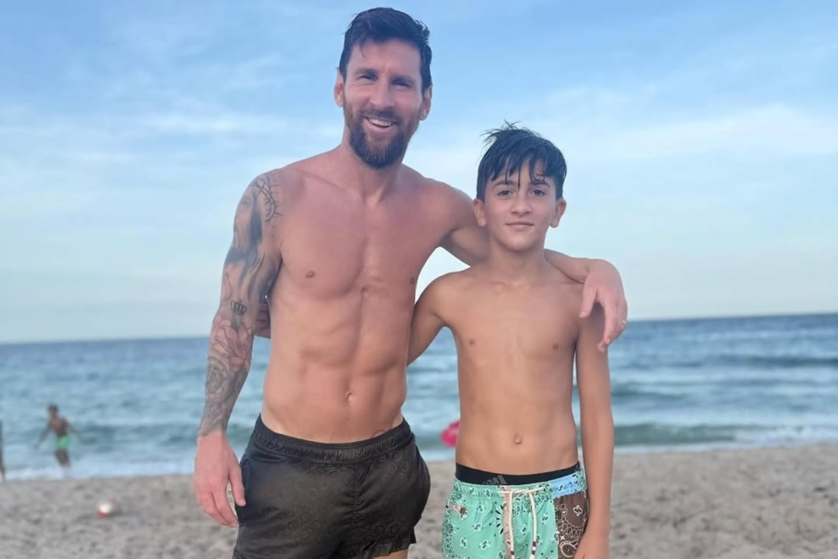 Lionel y Thiago Messi