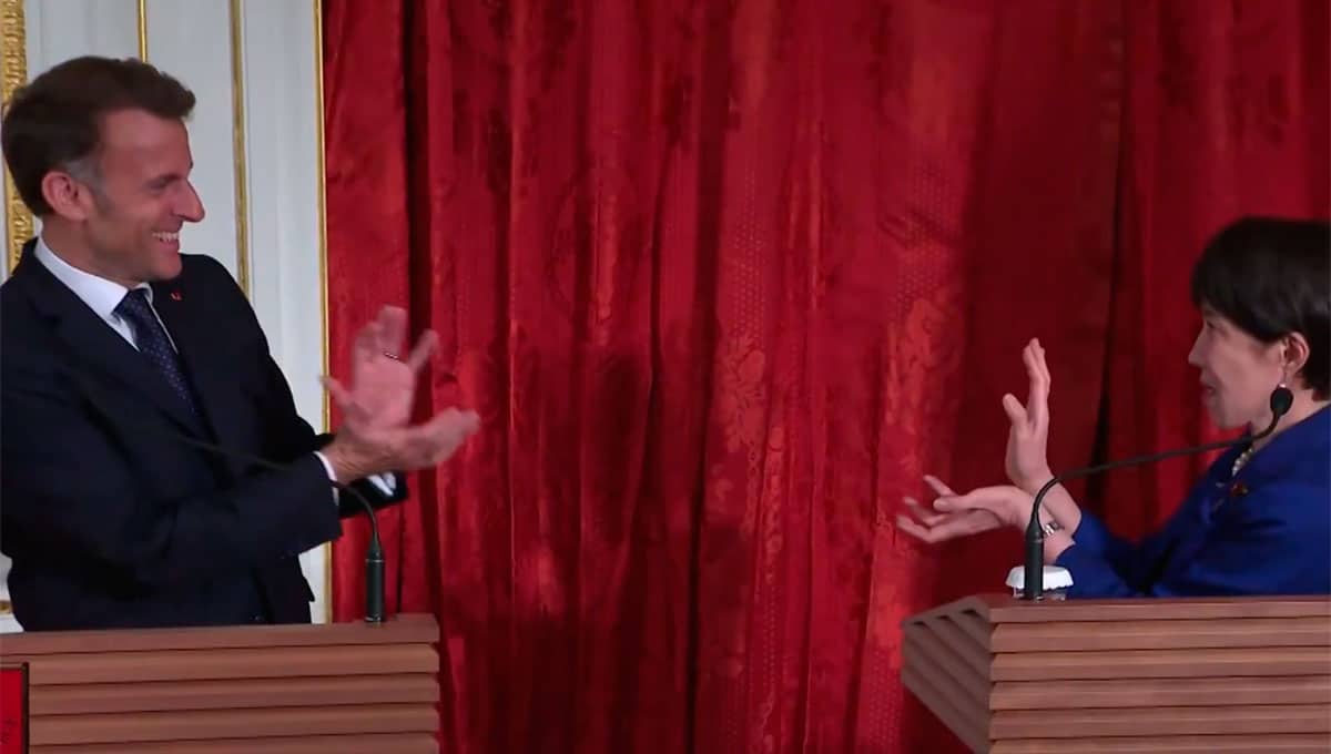 Emmanuel Macron y Sanae Takaichi