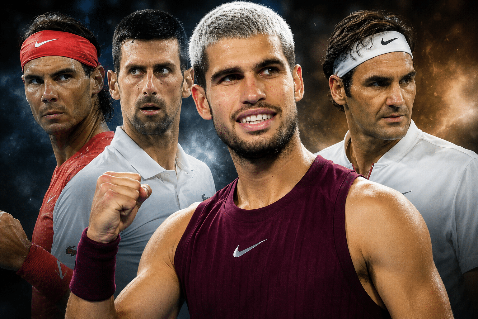 Alcaraz, Federer, Djokovic y Nadal