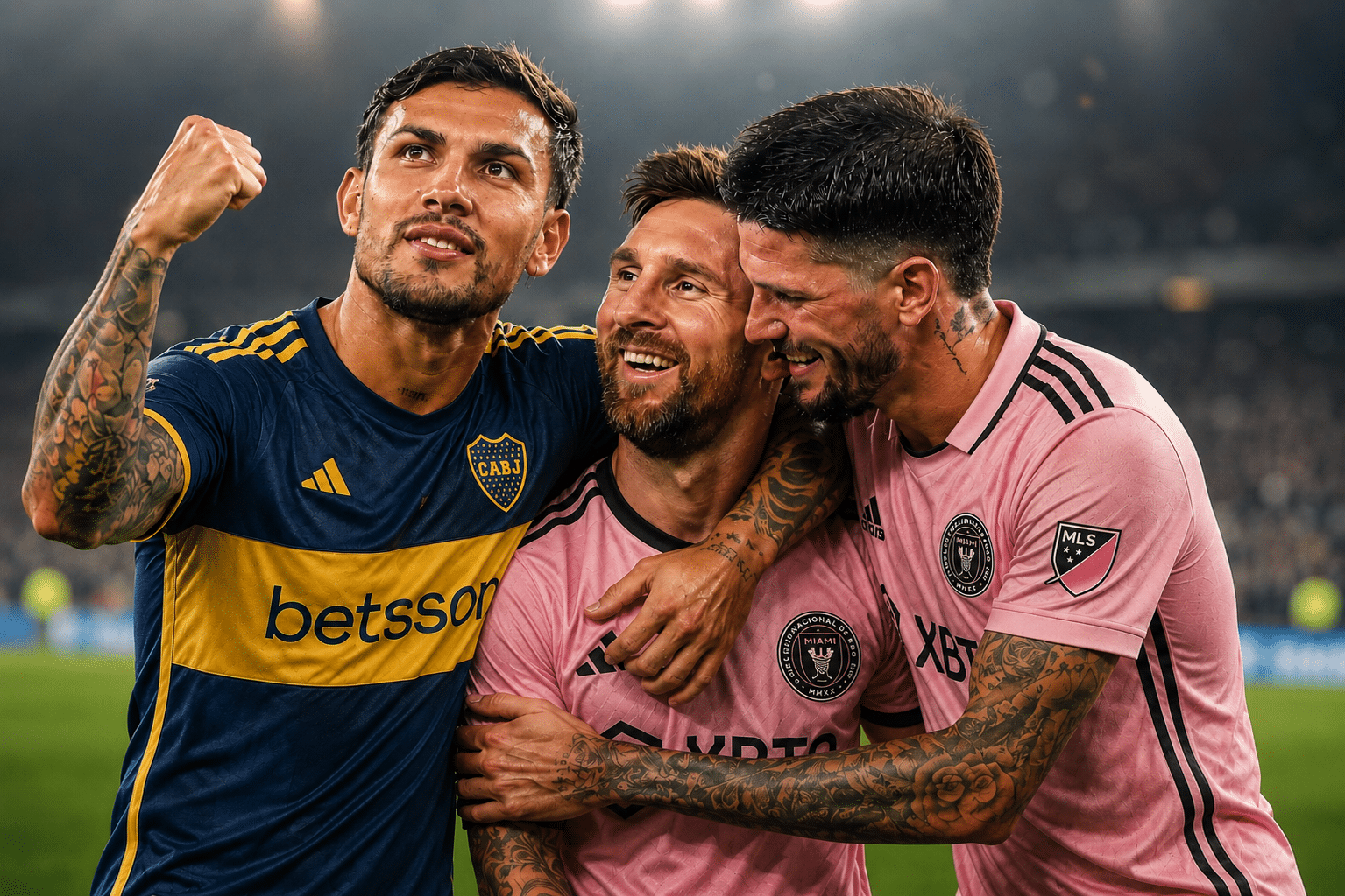 Leandro Paredes y Messi y De Paul