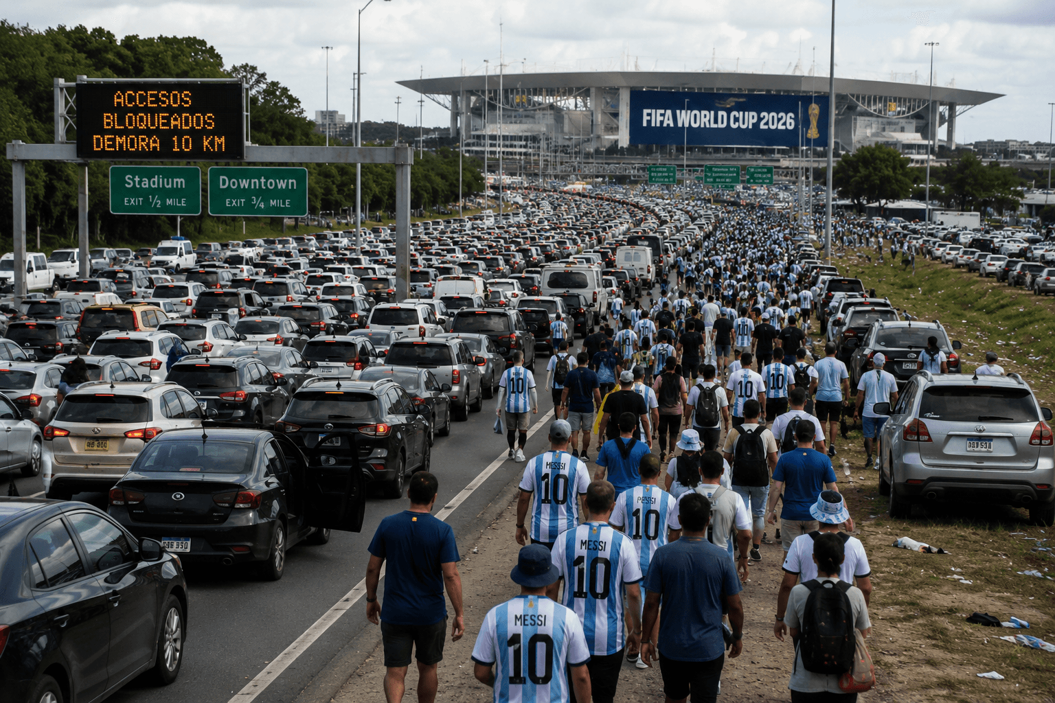 La falta de estacionamiento y los cortes de tránsito provocan largas demoras en la previa del encuentro ante Argelia por el Mundial 2026.