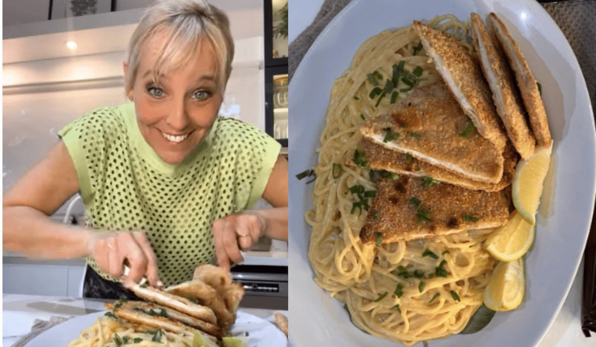 Milanesas con spaghetti en salsa de queso a lo Jimena Montev