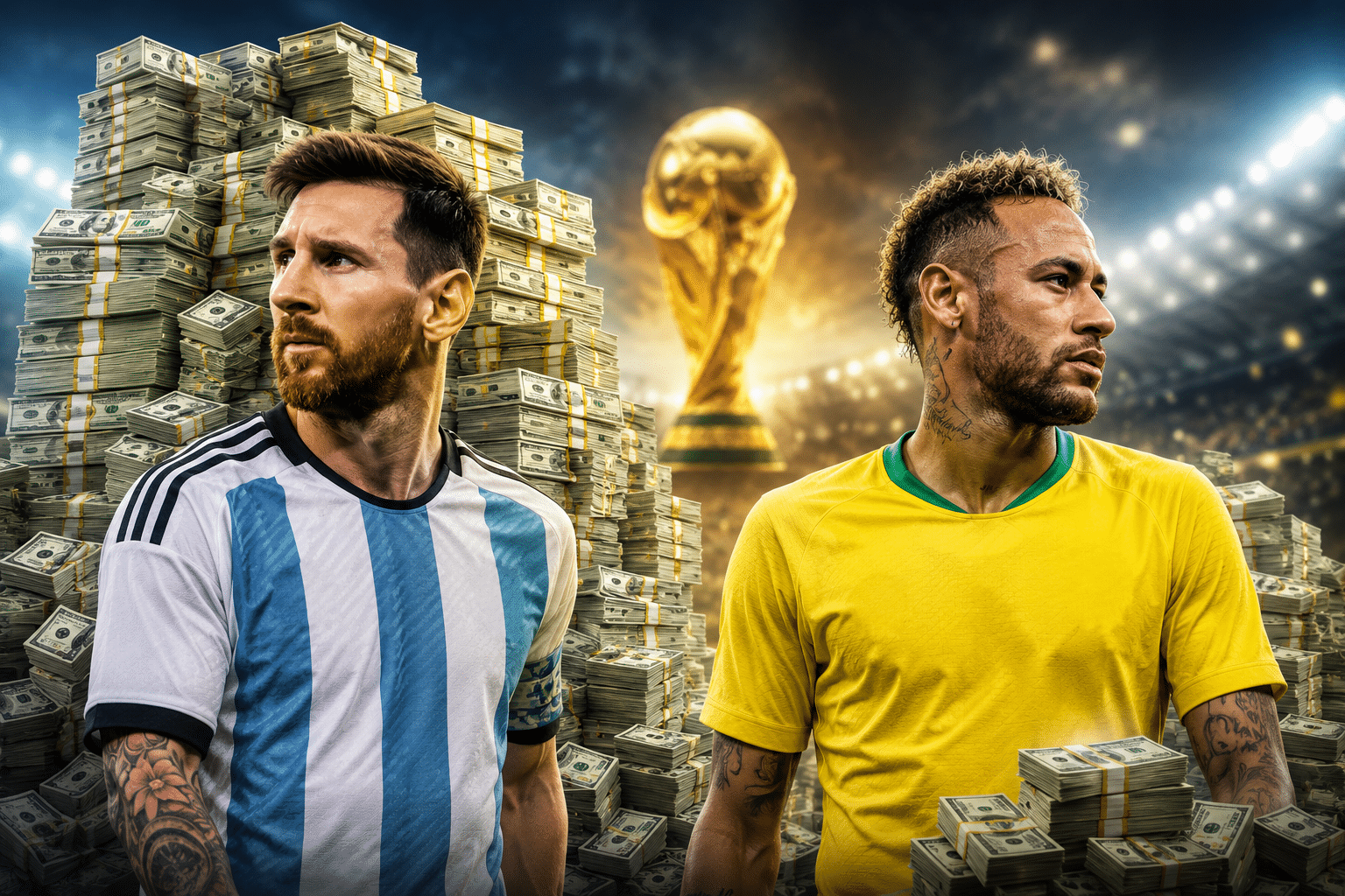 Messi y Neymar Brasil y Argentina