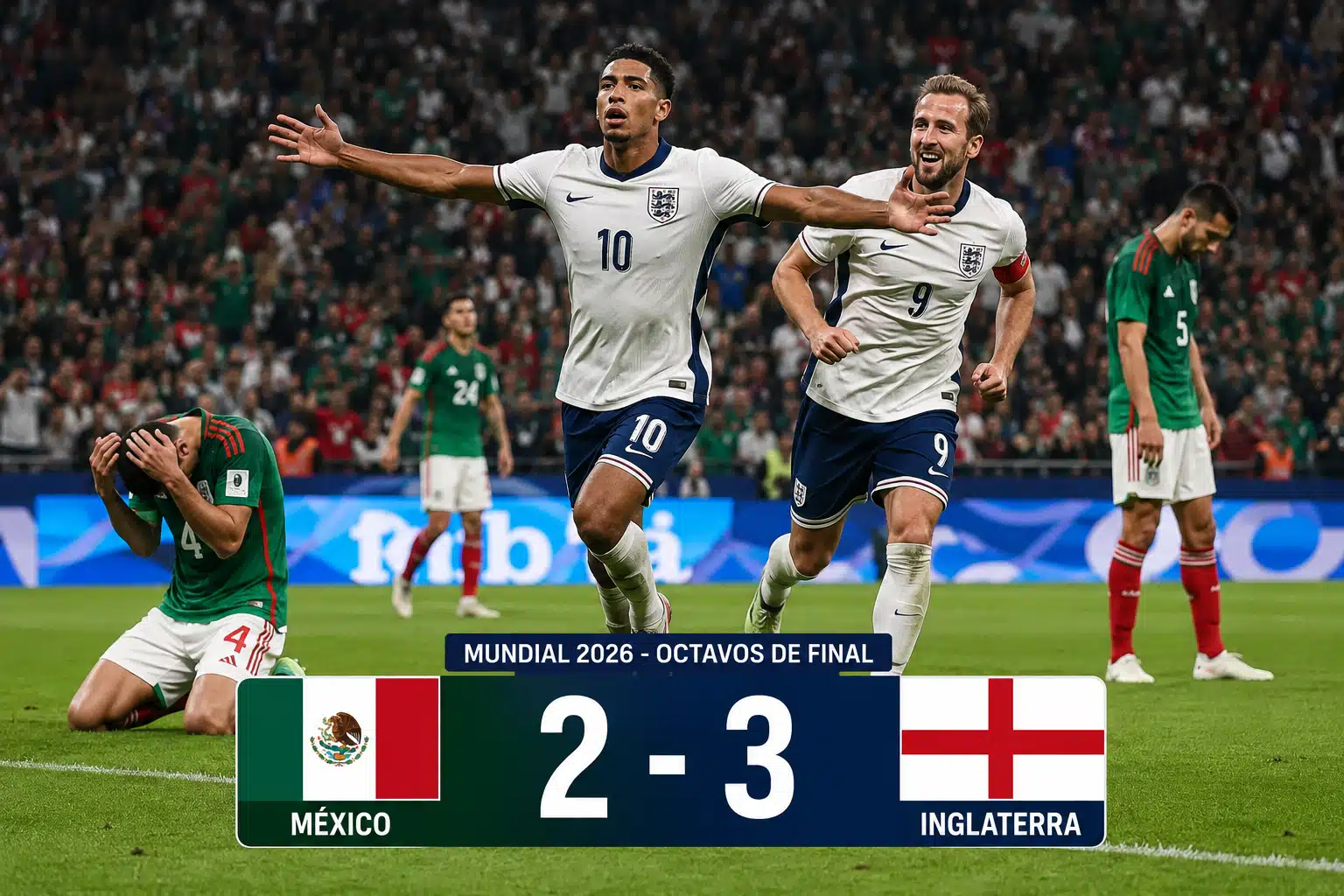 Inglaterra venció a México en un gran partido.